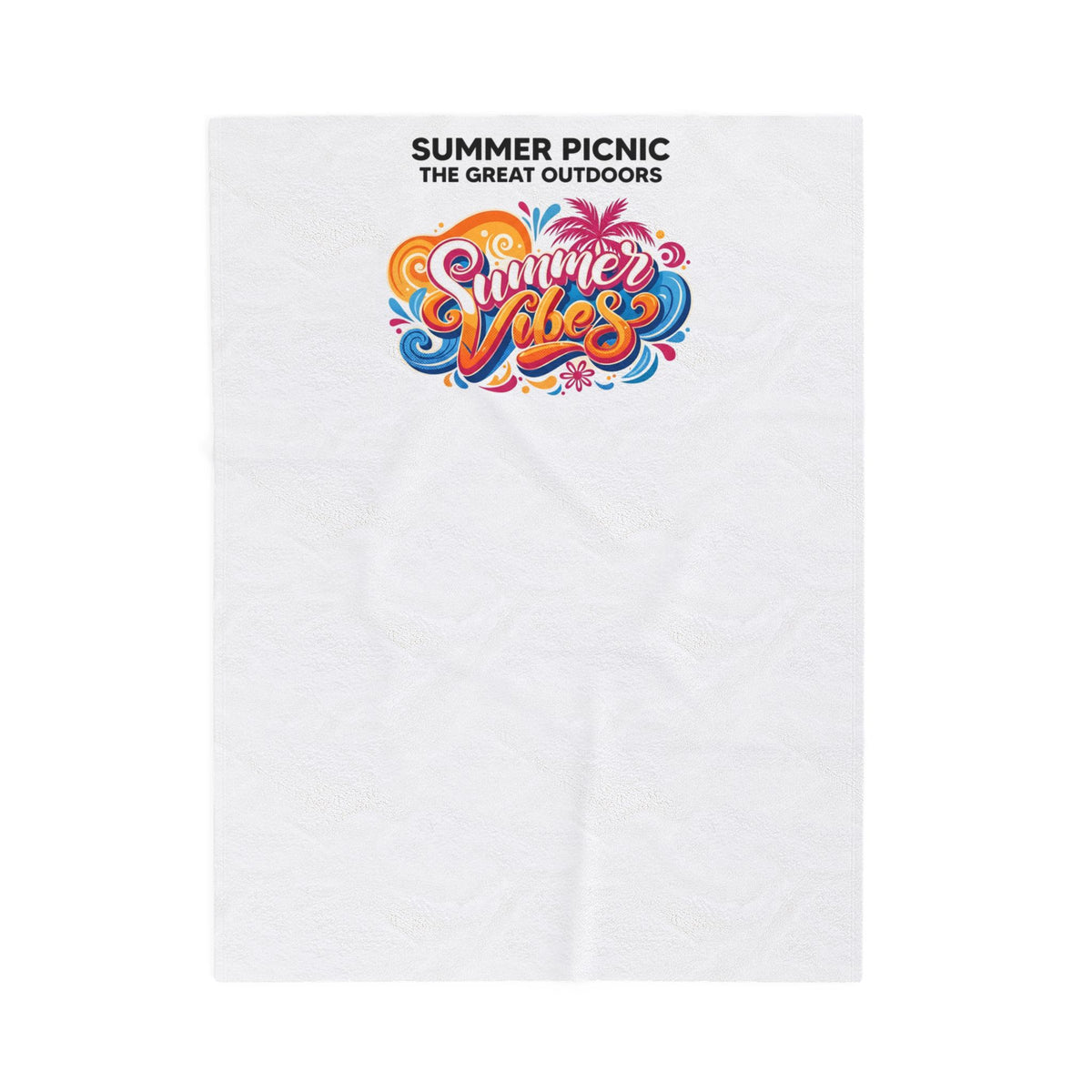 Velveteen Plush Blanket — "Summer Vibes" Colorful Picnic Graphic Throw