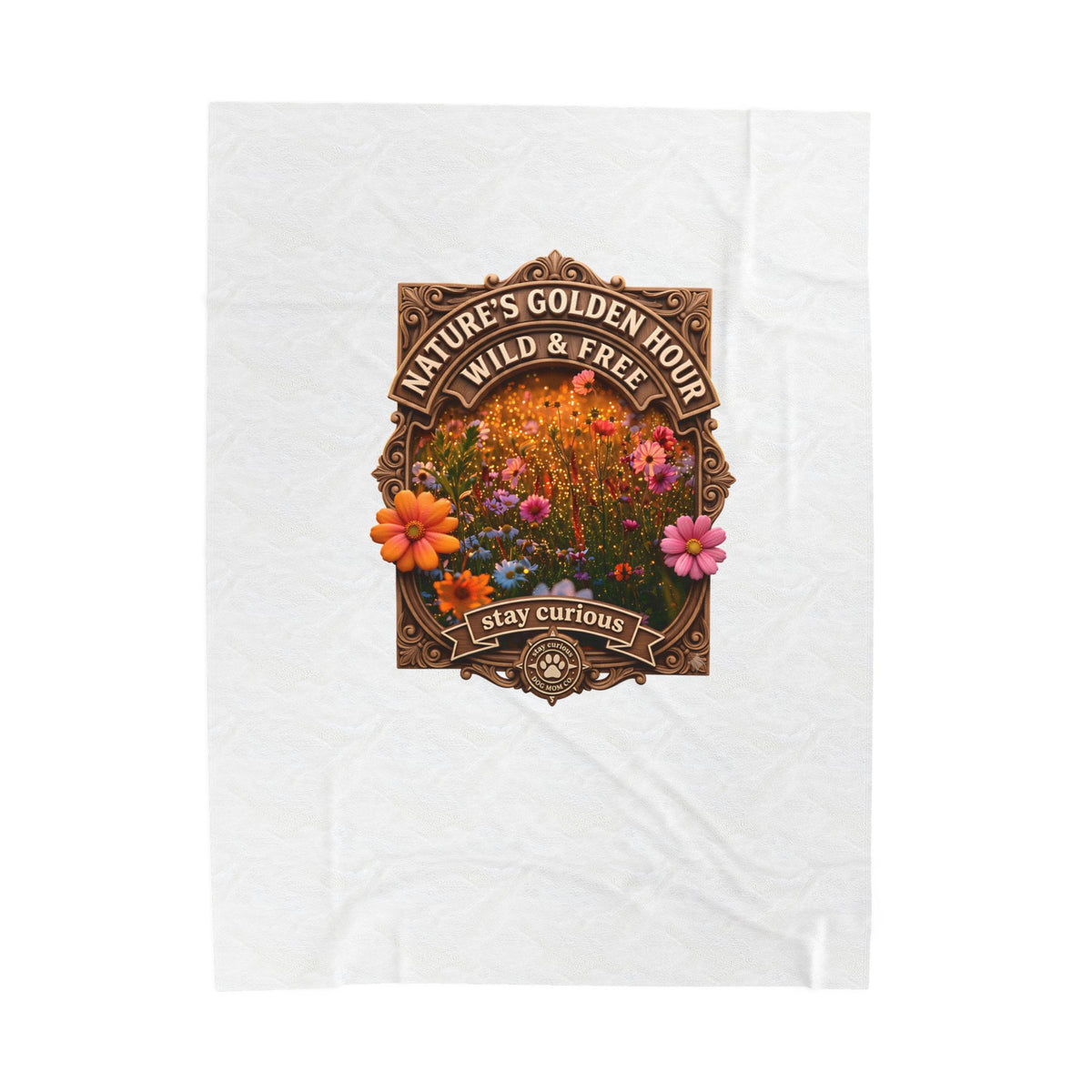 Velveteen Plush Blanket — "Nature's Golden Hour: Wild & Free" Floral Throw