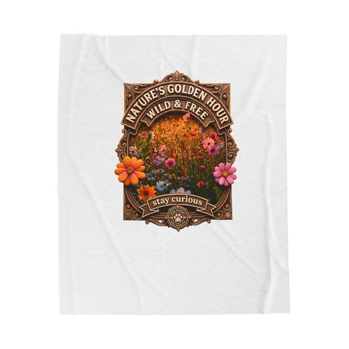 Velveteen Plush Blanket — "Nature's Golden Hour: Wild & Free" Floral Throw