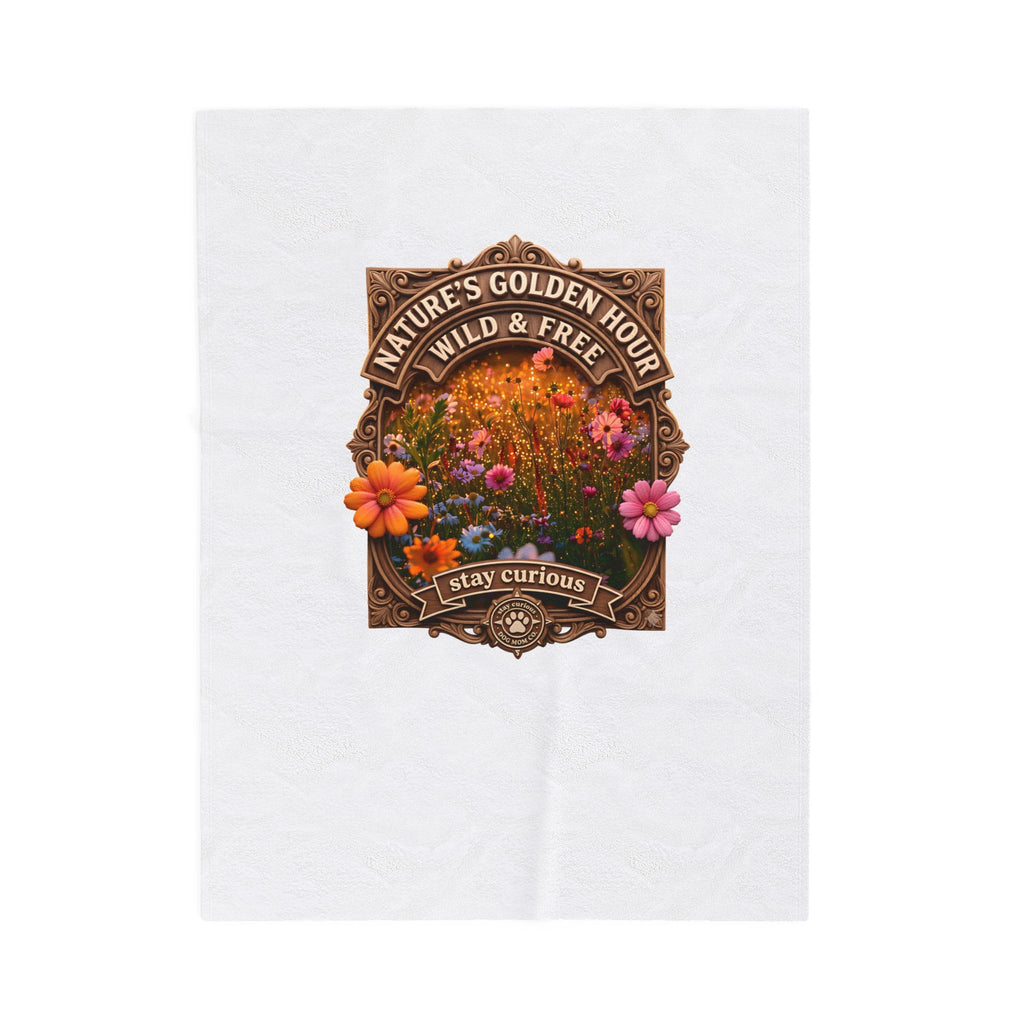 Velveteen Plush Blanket — "Nature's Golden Hour: Wild & Free" Floral Throw