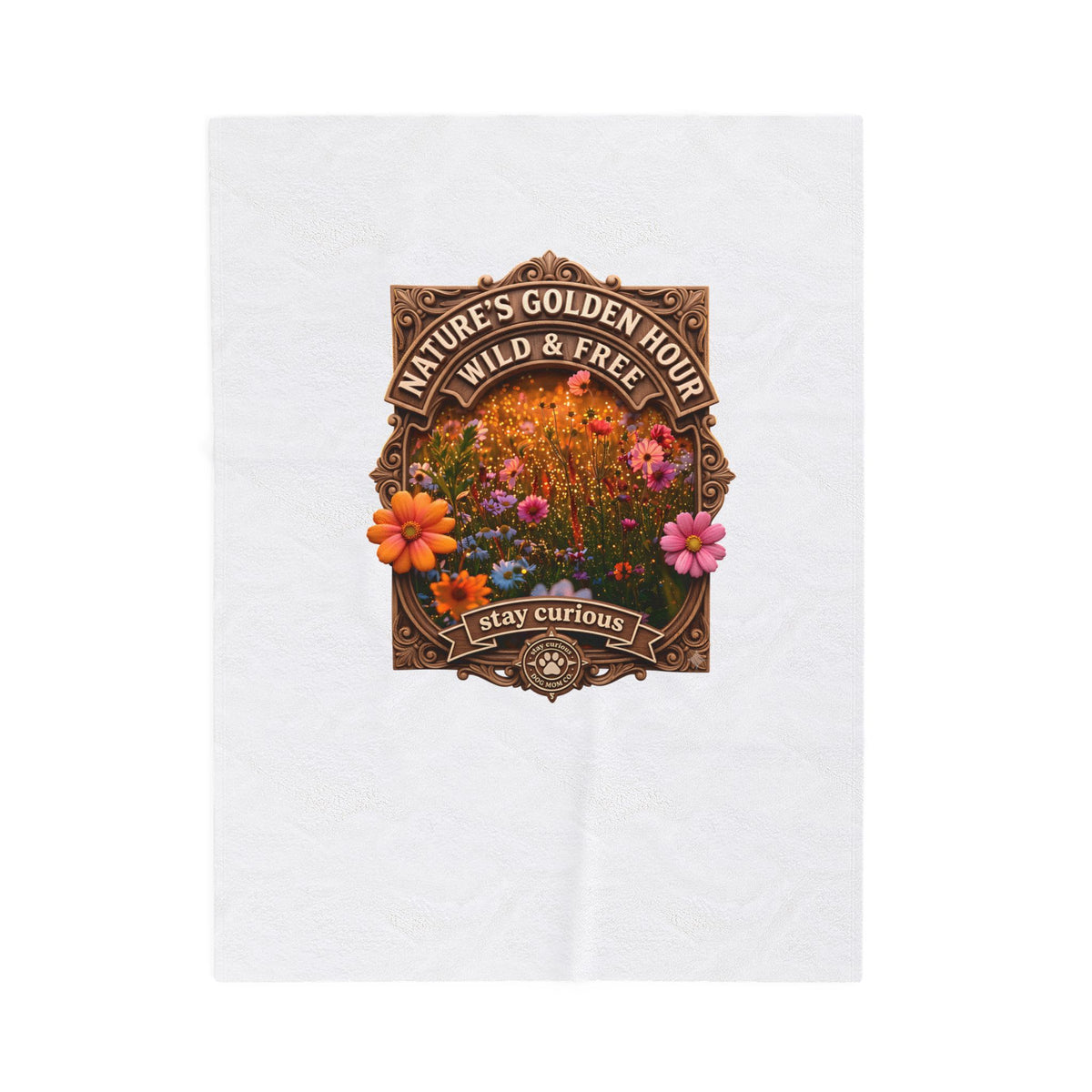 Velveteen Plush Blanket — "Nature's Golden Hour: Wild & Free" Floral Throw
