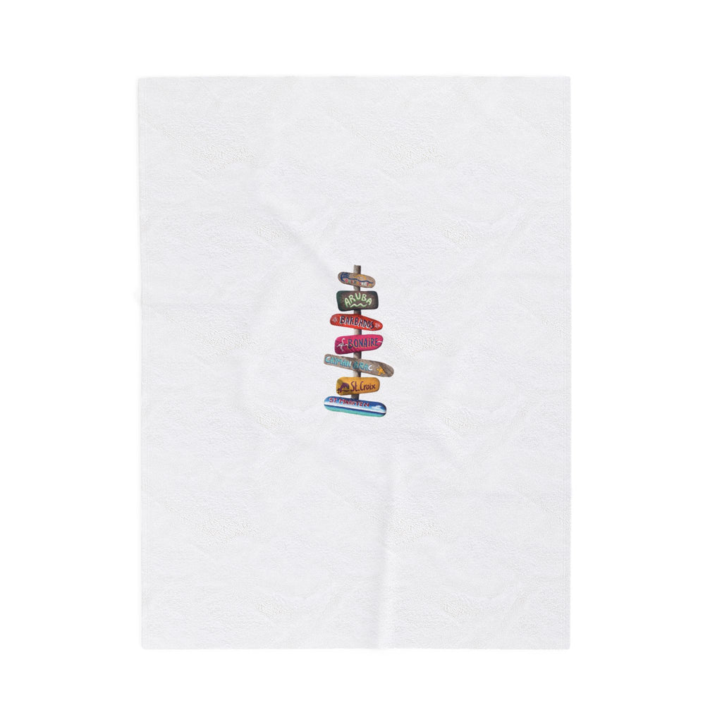 Velveteen Plush Blanket — Cozy Vintage Signpost Travel Throw