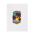 Velveteen Plush Blanket — 'Summer Magic' Tropical Sunset Palm Beach Throw