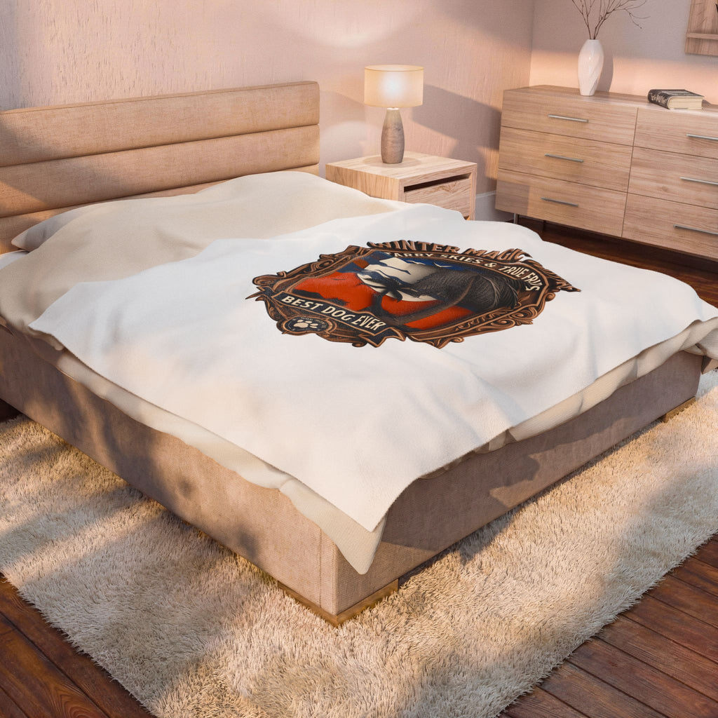 Velveteen Plush Blanket — 'Summer Magic With Babe' Dog Sunset Throw