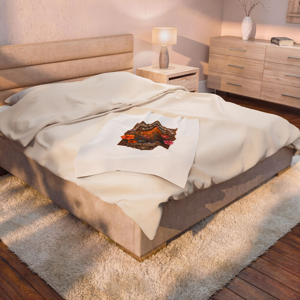 Velveteen Plush Blanket — "Nature's Golden Hour: Wild & Free" Floral Throw