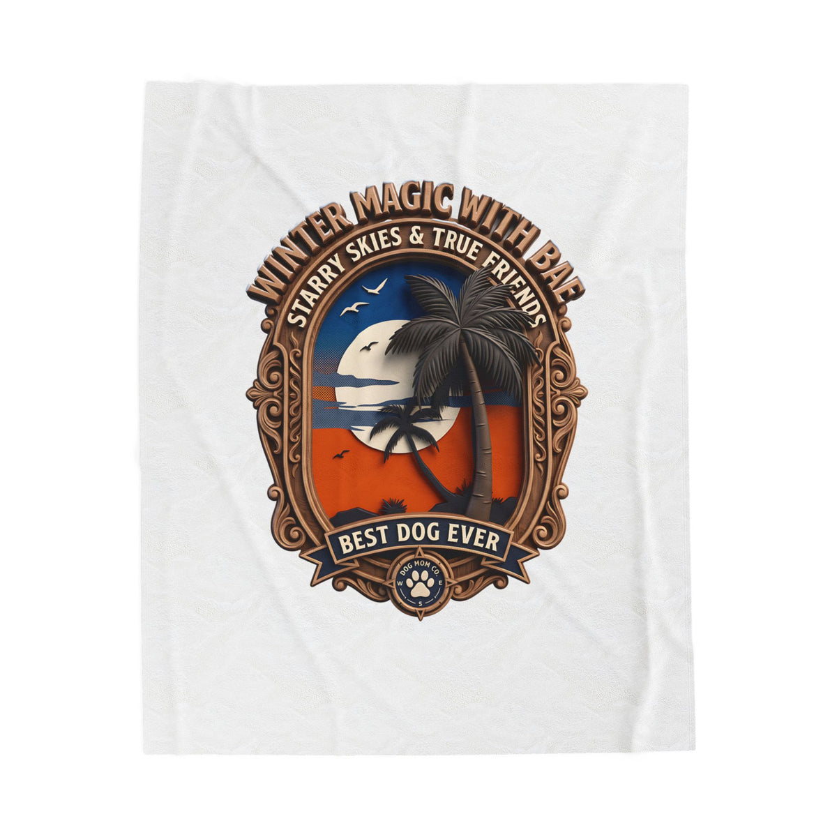 Velveteen Plush Blanket — 'Summer Magic With Babe' Dog Sunset Throw