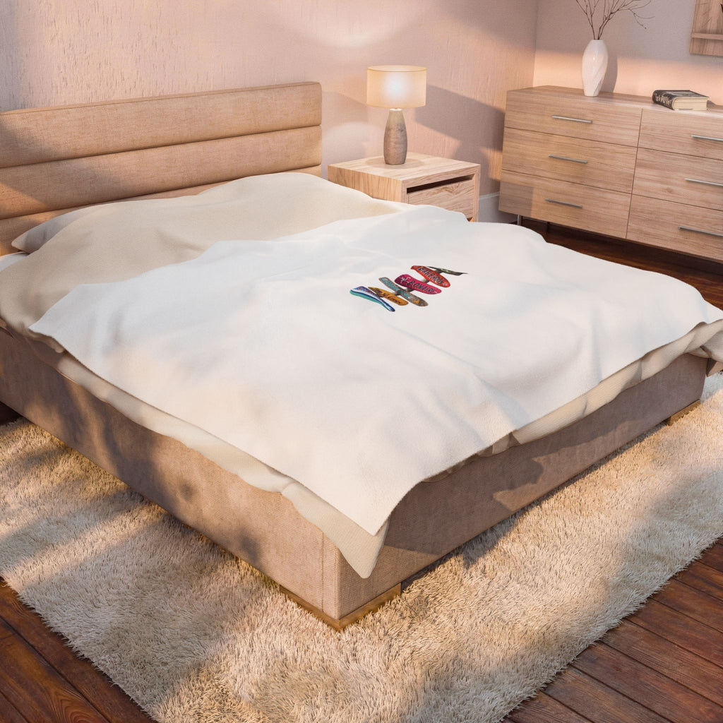 Velveteen Plush Blanket — Cozy Vintage Signpost Travel Throw