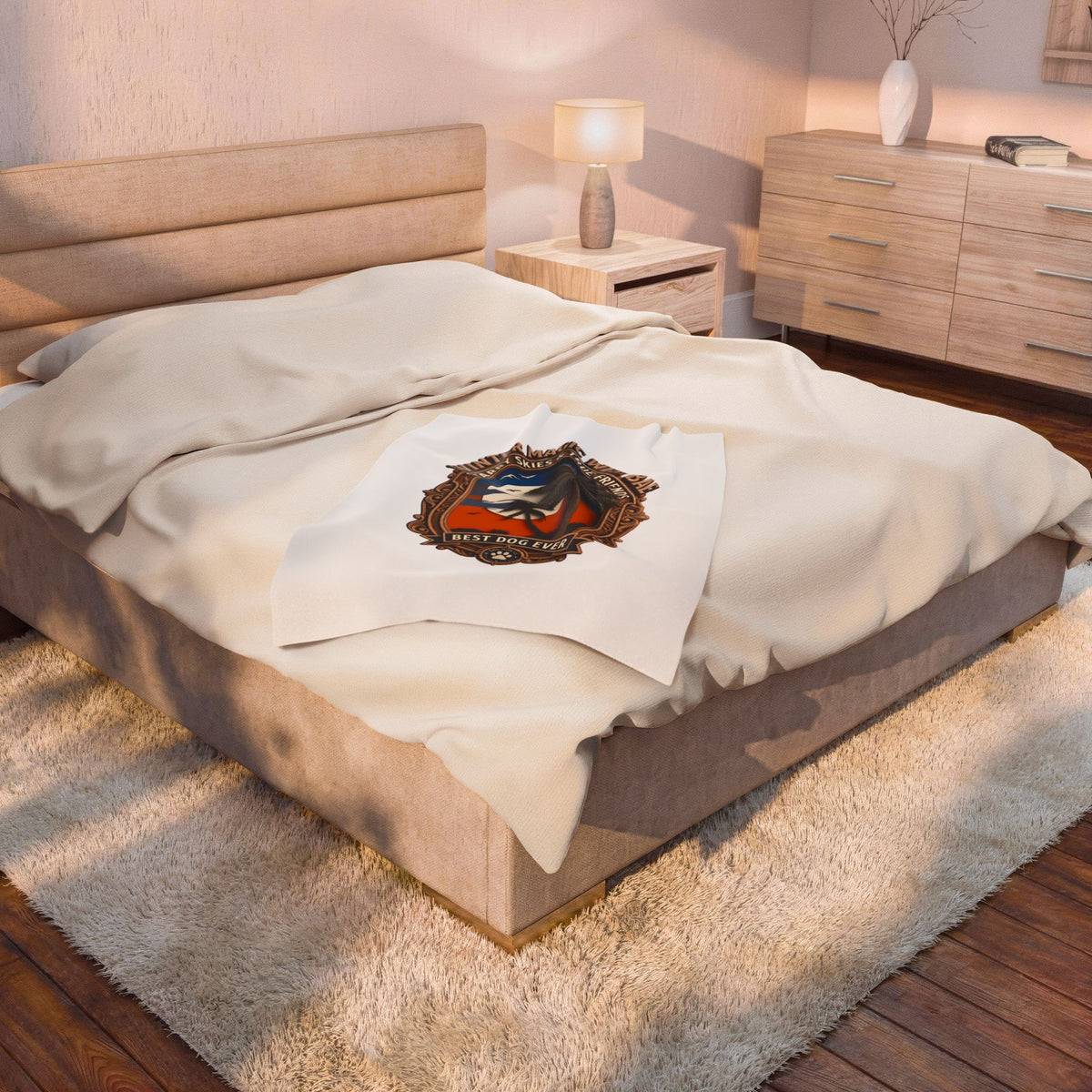 Velveteen Plush Blanket — 'Summer Magic With Babe' Dog Sunset Throw
