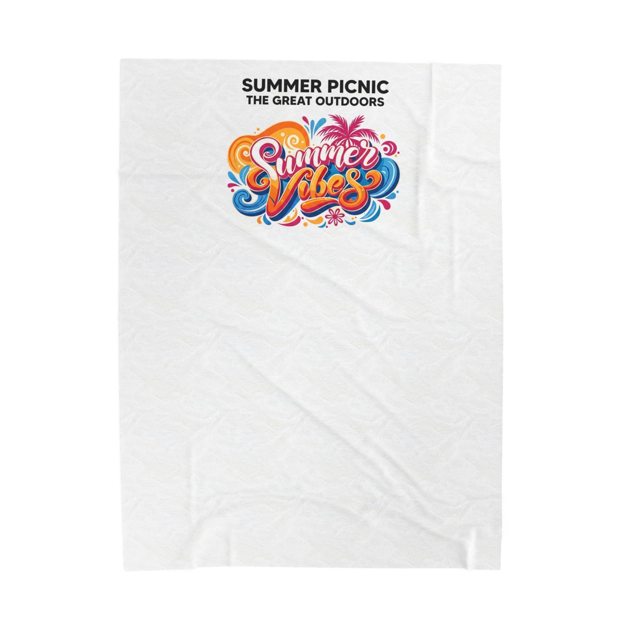 Velveteen Plush Blanket — "Summer Vibes" Colorful Picnic Graphic Throw